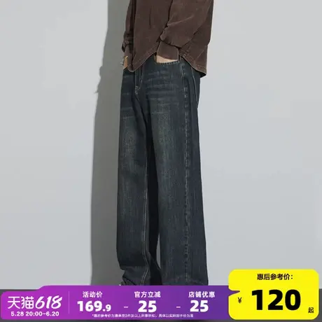 唐狮2025春秋季新款牛仔裤男宽松直筒复古潮流百搭宽松阔腿长裤GT图片