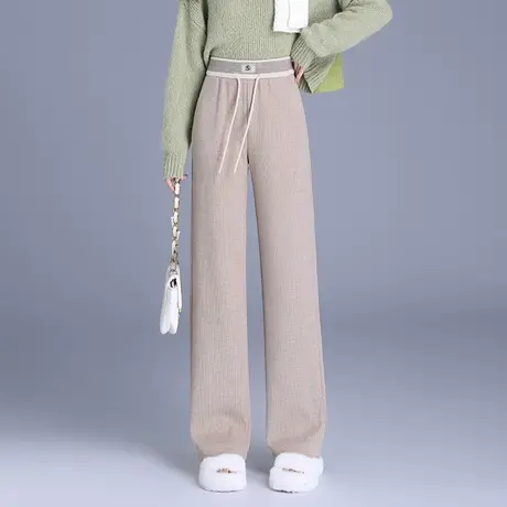 毛呢阔腿裤女秋冬2023新款高腰宽松垂感直筒裤通勤显瘦百搭长裤子商品大图