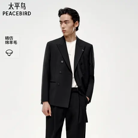 【商场同款】太平鸟男装羊毛精仿西服25秋新款翻领外套B1BAF3E09图片