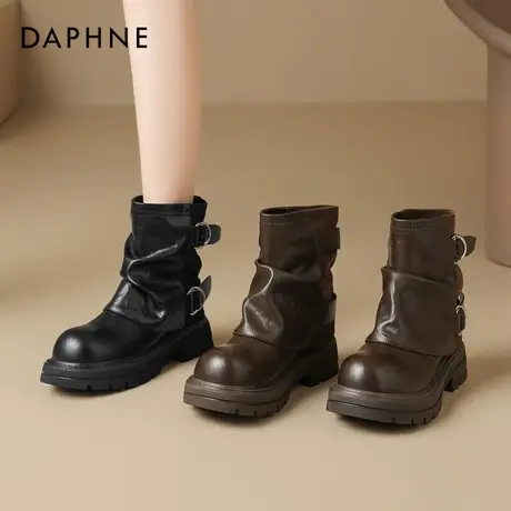 达芙妮美拉德短靴女2025新款秋季厚底西部新疆旅游穿搭牛仔堆堆靴商品大图