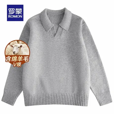 【含绵羊毛】罗蒙男士V方领针织衫2025秋季新款日常百搭长袖毛衣商品大图