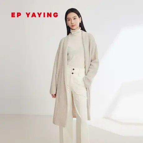[阿拉善羊绒]EP雅莹女装 简约围裹式系带大衣 2023秋冬新款9129A商品大图