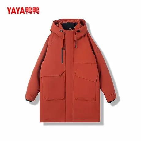 鸭鸭长款运动户外羽绒服男女同款2025新款工装派克加厚90鸭绒外套图片