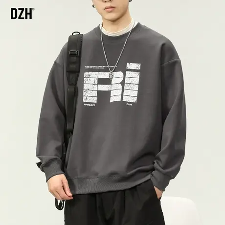 男士重磅美式卫衣潮牌男宽松圆领春秋上衣情侣装秋款休闲外套男款商品大图