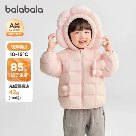 商场同款巴拉巴拉宝宝羽绒服女童男童连帽外套三防2025冬新款童装图片