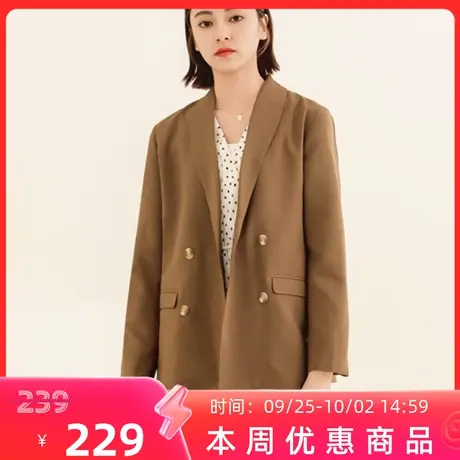 桔熊春秋季通勤简约翻领口袋舒适宽松西装外套女胖妹妹大码EA3422图片