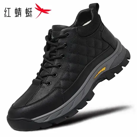 红蜻蜓男鞋冬季新款鞋子男士运动高帮棉鞋男加绒保暖真皮防水爸爸商品大图