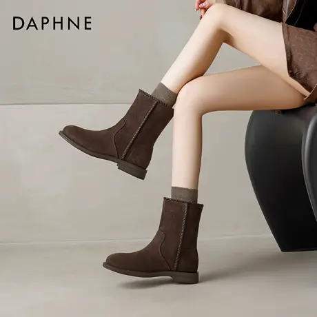 达芙妮勃肯短靴女2026新款春秋复古美拉德西部靴百搭马丁平底靴子图片