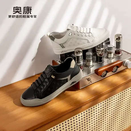 奥康 男鞋2025春季板鞋时尚运动真皮小白鞋日常百搭门店发货商品大图