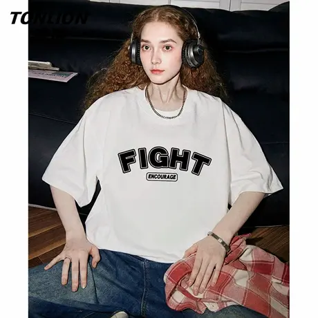 唐狮官方纯棉短袖t恤女2026新款春夏款美式复古宽松打底衫上衣VC图片