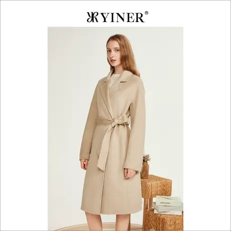 YINER音儿女装2022冬季新款纯色羊毛双面呢大衣商品大图
