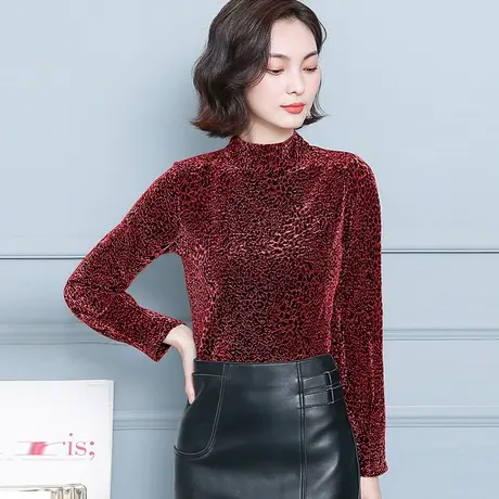 今年流行新款打底衫女2023秋冬加绒网纱长袖t恤女端庄高级感小衫商品大图