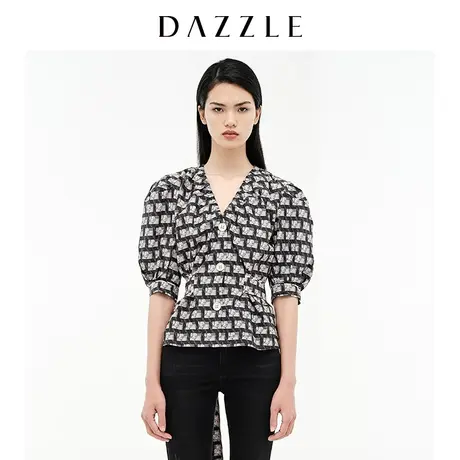 DAZZLE地素奥莱夏季哆啦A梦系列系带衬衫女2D2D3206A商品大图
