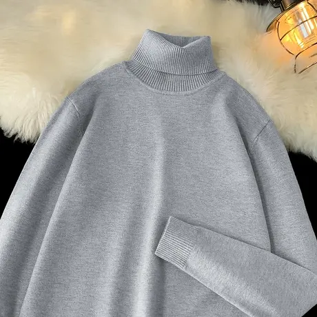 秋冬季毛衣男生潮牌潮流修身针织衫毛线衣保暖高领打底衫内搭毛衫商品大图