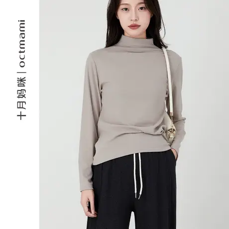十月妈咪孕妇打底衫春秋季内搭新款怀孕期宽松遮肚简约上衣春装图片