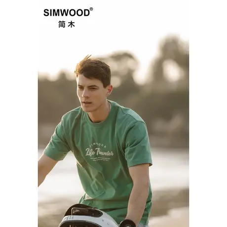 Simwood简木男装【宽松版型】新品265g重磅印花圆领休闲短袖T恤图片
