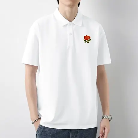 短袖t恤男装2024新款冰丝凉感翻领polo衫保罗有领半袖白色上衣服商品大图