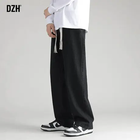 男士黑色高街牛仔裤男直筒宽松秋季休闲长裤2024年新款阔腿裤男裤商品大图