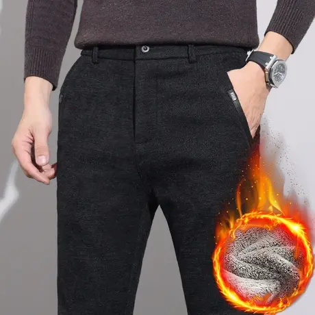 抗寒保暖加绒裤2024新款冬季加厚加棉休闲裤子男士秋冬款商务西裤商品大图