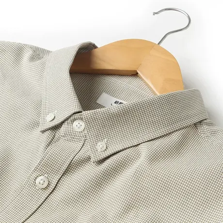 格慕施秋季纯棉长袖衬衫男士商务休闲大码衬衣全棉千鸟格宽松男装图片