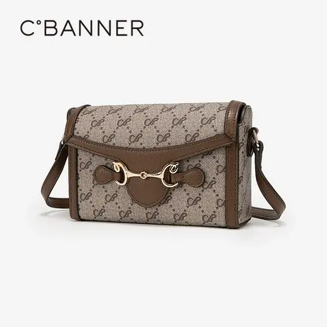 千百度小方包女包2023秋冬logo蝴蝶印花老花休闲时尚斜挎包马鞍包商品大图