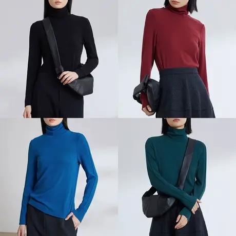 蒲PUKKA 秋冬高领打底衫绒感针织长袖T恤2023新品商品大图