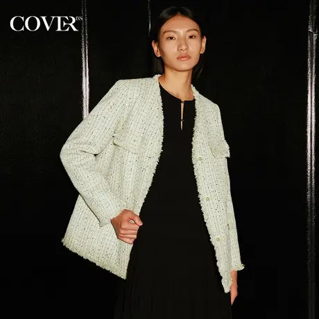 【昕怡粉丝专享】恩裳COVER亮丝小香风鹅绒羽绒服图片