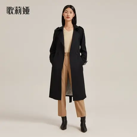 歌莉娅羊毛大衣女秋冬新款气质收腰显瘦中长款风衣外套112L6E27A图片