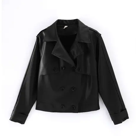 胖mm遮肉显瘦外套女秋冬2023年新款韩版宽松洋气时尚仿真皮夹克潮商品大图