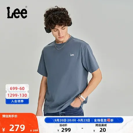 Lee商场同款23秋冬新品舒适版logo灰蓝色男款短袖T恤潮LMT0067744图片