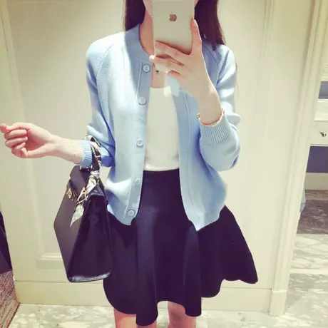 春秋款开衫毛衣2023女装秋季外搭薄款短外套韩版针织空调衫防晒衣图片