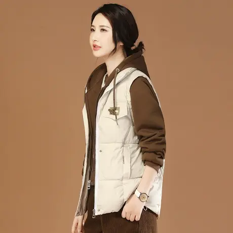 韩潮袭人2023冬新款连帽拼接卫衣宽松休闲百搭加厚保暖棉衣外套女图片