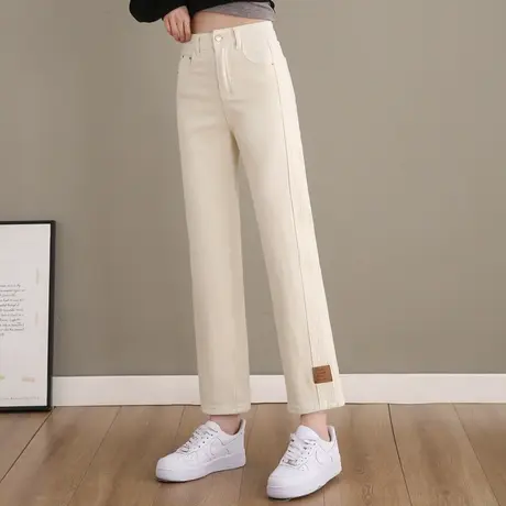 休闲牛仔裤女2023新款春夏薄款裤子小个子九分裤高腰直筒裤烟管裤商品大图