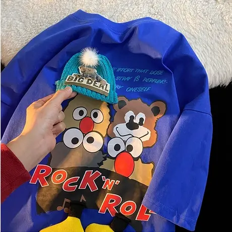 美式复古短袖t恤女2022新款夏季半袖ins设计感小众chic港味上衣服商品大图