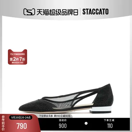 思加图新款通勤尖头百搭仙女风凉鞋平底鞋女单鞋EBZ17AK2商品大图