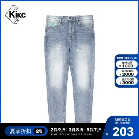 kikc牛仔裤男 2022夏季新款 商场同款时尚潮流休闲修身牛仔裤子男商品大图