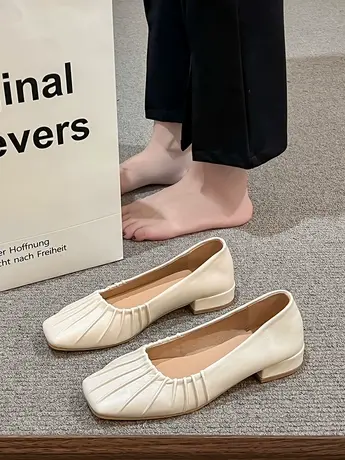 法式通勤单鞋一脚蹬女鞋夏季玛丽珍浅口鞋瓢鞋英伦风小皮鞋豆豆鞋商品大图