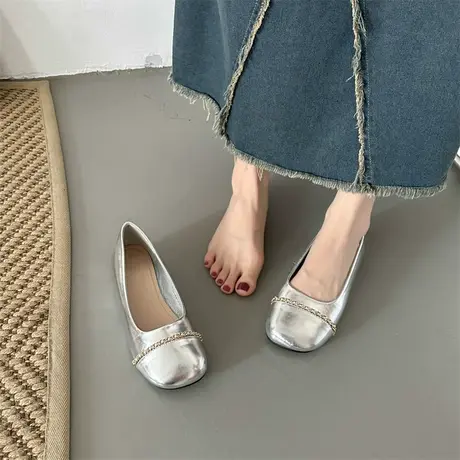 单鞋女夏季2023年新款网红时尚温柔豆豆鞋配裙子一脚蹬懒人孕妇鞋商品大图