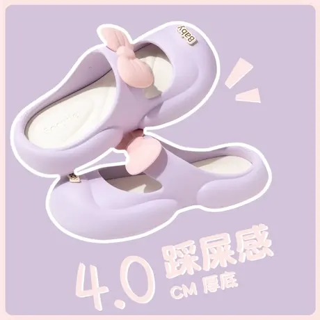 奶呼呼蝴蝶结包头半拖鞋女2023年夏季新款外穿踩屎感洞洞鞋沙滩鞋商品大图