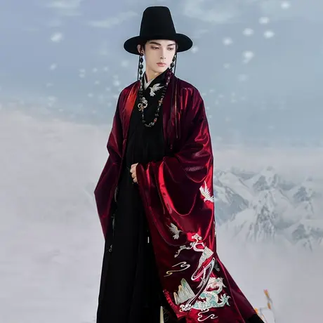 青龙道袍丨如梦霓裳明制汉服男装原创正品绣花披风道袍外套情侣款图片