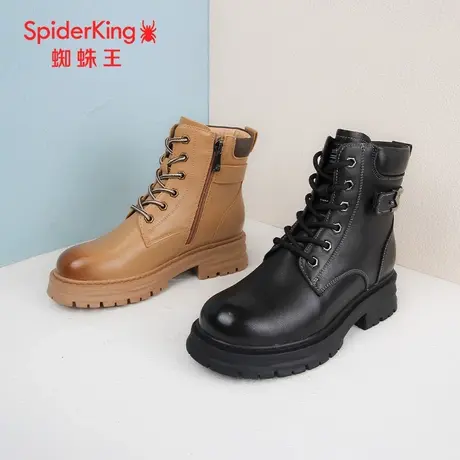SPIDER KING/蜘蛛王马丁靴女真皮2023冬商场新款中筒加绒工装户外图片