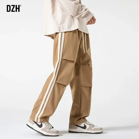 男士卡其色工装裤子男款美式高街伞兵裤2023年新款男裤秋款冲锋裤商品大图