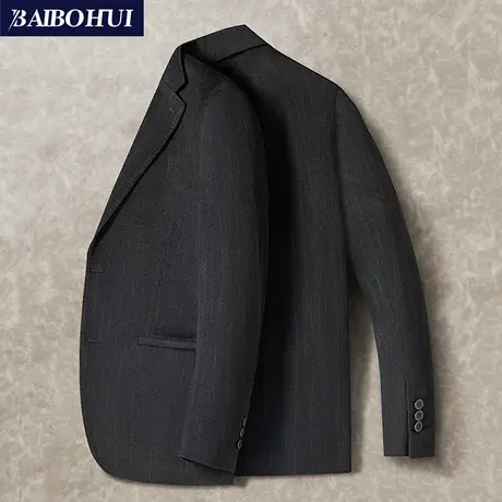 秋季新款休闲西装男上衣韩版时尚潮流帅气男士修身条纹小西服外套图片