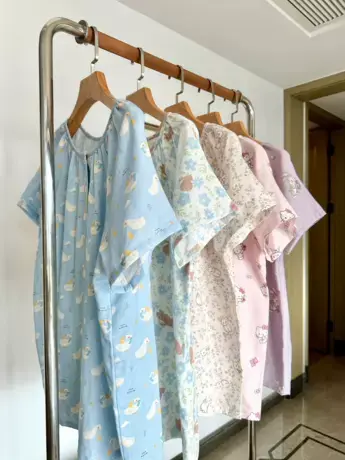 上新！小红书同款A类全棉有氧双层纱家居服套装夏季短袖短裤商品大图