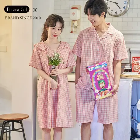 Bananagirl睡衣女2025新款夏季睡裙甜美减龄短袖薄款大码家居服男商品大图