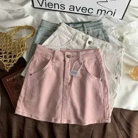辣妹弹力包臀牛仔短裙女韩版防走光小个子百搭显瘦a字半身裙子潮图片