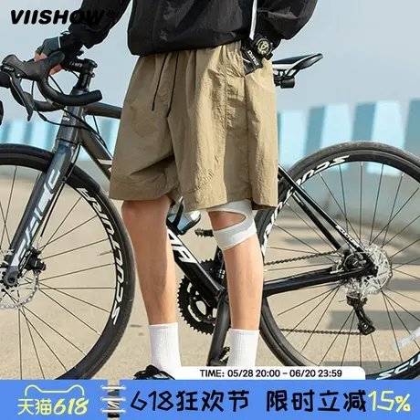 VIISHOW夏季潮牌户外速干工装短裤男复古宽松百搭运动抽绳五分裤商品大图