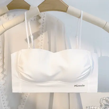 冰丝美背内衣女抹胸薄款无钢圈上托收副乳细肩带防走光无痕文胸罩商品大图