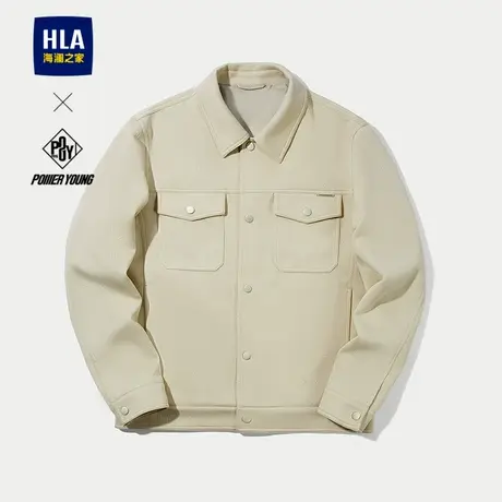 HLA/海澜之家POWER YOUNG系列夹克25春夏新款翻领提花肌理外套男商品大图