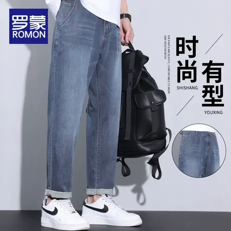 罗蒙牛仔裤男夏季薄款裤子男士宽松直筒2025新款弹力休闲长裤男款商品大图